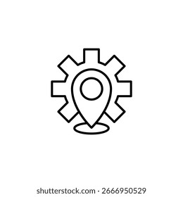 Gear Pinpoint Location Icon For Navigation And Mechanical Settings