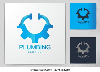 Gear and pipe, plumbing Logo Designs Inspiration Isolated on White Background