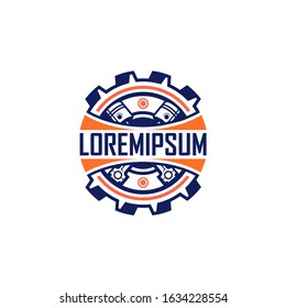 Gear With Piston Logo Vector Template