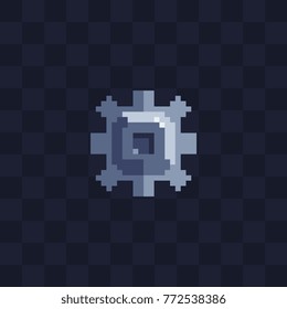 Gear pixel art icon. Flat style. Web site design. 8-bit. Game assets. Isolated abstract vector illustration. 