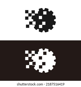 gear pixel art logo design