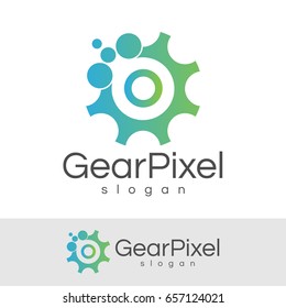 gear pixel initial Letter O Logo design