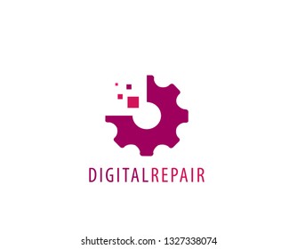 Gear pixel logo design
