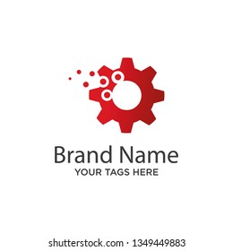 Gear Pixel Logo Template Design Vector - Vector