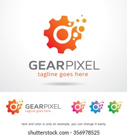 Gear Pixel Logo Template Design Vector