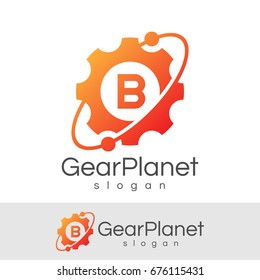 gear planet initial Letter B Logo design