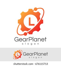 gear planet initial Letter L Logo design