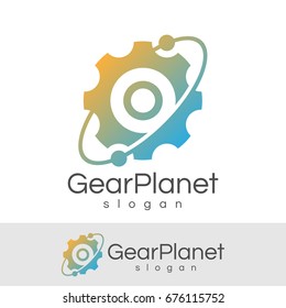 gear planet initial Letter O Logo design