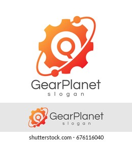 gear planet initial Letter Q Logo design