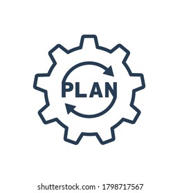 Gear and planning. Vector icon isolated on white background.