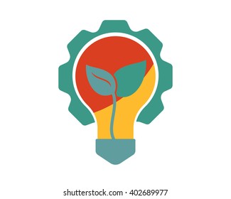gear plant leaf sprout shoot light lamp bulb image icon