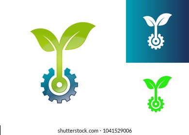 Gear Plant Logo Template Design Vector, Emblem, Design Concept, Creative Symbol, Icon