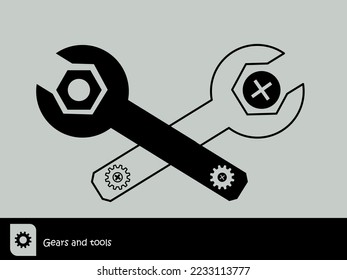 gear and pliers vector icon on white background