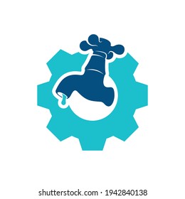 Gear Plumbing logo design vector illustration, Creative Plumbing logo design concept template, symbols icons