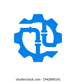 Ilustración vectorial del diseño del logotipo de la tubería de engranajes, plantilla de diseño del logotipo de la tubería creativa, iconos de símbolos