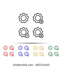 gear, plus, remove, minus sign multi color style icon. Simple thin line, outline vector of web icons for ui and ux, website or mobile application