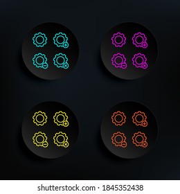 Gear, plus, remove, minus sign dark badge color set icon. Simple thin line, outline vector of web icons for ui and ux, website or mobile application