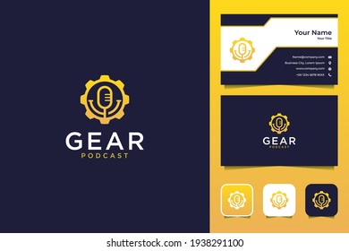 gear podcast logo design and business card