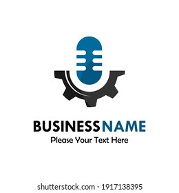 Gear podcast logo template illustration