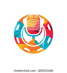 Gear podcast vector logo design template. Cog wheel and mic icon design.	