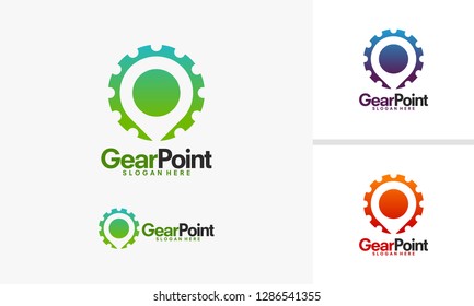 Gear Point logo designs, Service Point logo template vector,
