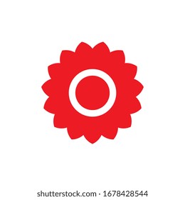 
gear or poisonous flower icon. red color logo