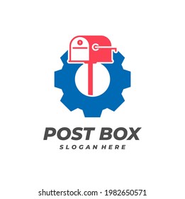 Plantilla vectorial del logotipo de Gear Post Box, conceptos de diseño del logotipo de Creative Post Box