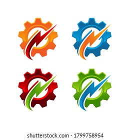 Gear power logo design with gradient color-industrial logo template.EPS 10