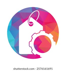 Gear Price Tag Logo vector illustration.