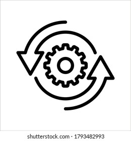 Gear Process icon on white background. Process symbol in black for your web site design