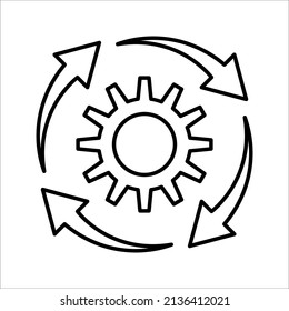 Gear Process icon on white background. Process symbol in black for your web site design