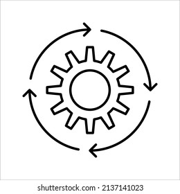 Zahnprozess-Symbol auf weißem Hintergrund. Prozesssymbol in Schwarz für das Design Ihrer Website