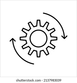 Icono de Proceso de engranajes sobre fondo blanco. Símbolo de proceso en negro para el diseño de su sitio web
