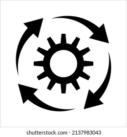 Gear Process icon on white background. Process symbol in black for your web site design