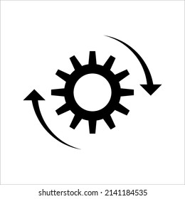 Gear Process icon on white background. Process symbol in black for your web site design