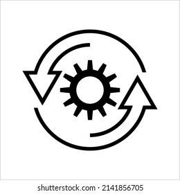 Gear Process icon on white background. Process symbol in black for your web site design