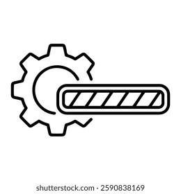 Gear and Progress Bar Icon Representing Workflow Optimization, Performance Tracking, and Productivity