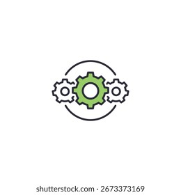 Diseño de Vector plano Gear Progress and Growth Icon