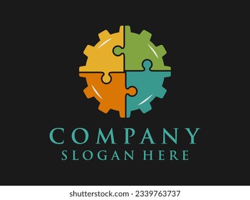 Gear Puzzle Logo design concept
