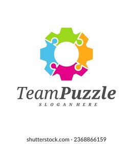 Gear Puzzle logo design vector template, Vector label of puzzle, illustration, Creative icon, design concept