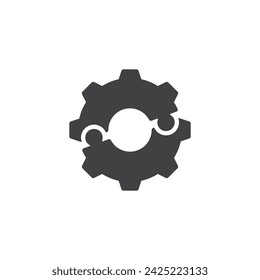 Gear puzzle pieces vector icon. filled flat sign for mobile concept and web design. System Integration glyph icon. Symbol, logo illustration. Vector graphics