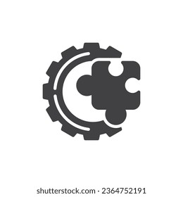 Gear and puzzle vector icon. filled flat sign for mobile concept and web design. Problem Solving glyph icon. Symbol, logo illustration. Vector graphics