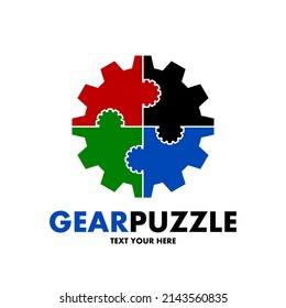 Gear Puzzle Vektorlogo-Vorlage. Dieses Design verwendet Spielstil.