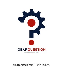 Gear question vector logo design. Suitable for business, education, industry and question mark