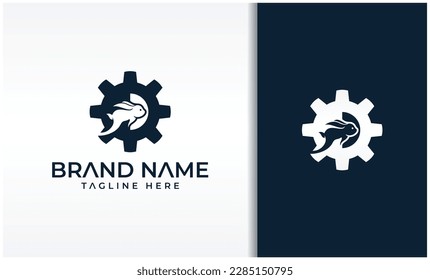 Gear rabbit logo vector design