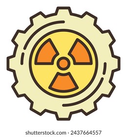 Gear and Radiation sign Nuclear Energy concept colored icon or design element