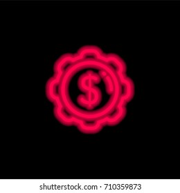 Gear red glowing neon ui ux icon. Glowing sign logo vector
