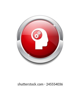 Gear Red Vector Icon Button