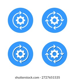 Gear reload icon with shadow. System update, process cycle, and settings symbol