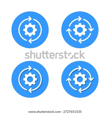Gear reload icon with shadow. System update, process cycle, and settings symbol